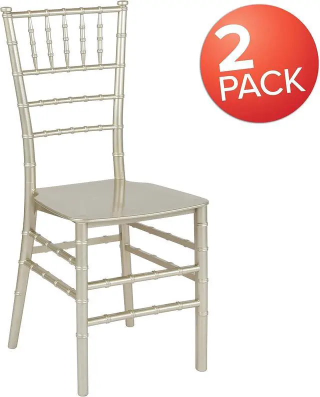 Alt view image 4 of 7 - Flash Furniture 2 Pack HERCULES Series Champagne Resin Stacking Chiavari Chair