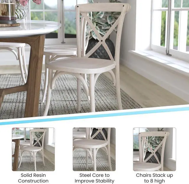 Alt view image 5 of 7 - Flash Furniture 2-pack Advantage White Resin X-Back Chair