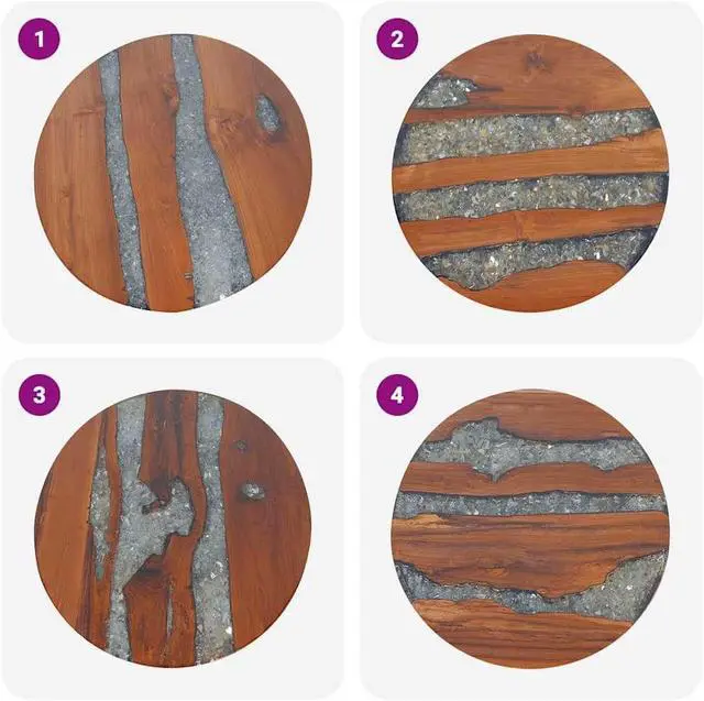 Alt view image 5 of 7 - vidaXL Coffee Table, Round End Table with Wood Legs, Side Table for Living Room Bedroom, Home Furniture, Industrial Style, Teak Resin