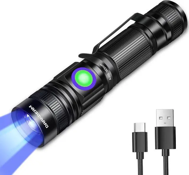 Main image of DARKBEAM 365nm UV Flashlight Rechargeable Black Light - Powerful LED Mini Ultraviolet Flashlights, Portable USB-C Woods Lamp - for Pet Urine Detection, Resin Curing, Stains, Minerals, Money