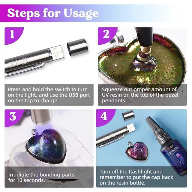 Alt view image 6 of 6 - LET'S RESIN UV Resin Kit with Light, Bonding&Curing in Seconds, 30g UV Resin with Flashlight for Welding, Jewelry UV Glue Adhesive for Plastic Repair, Glass Light, Craft Decor