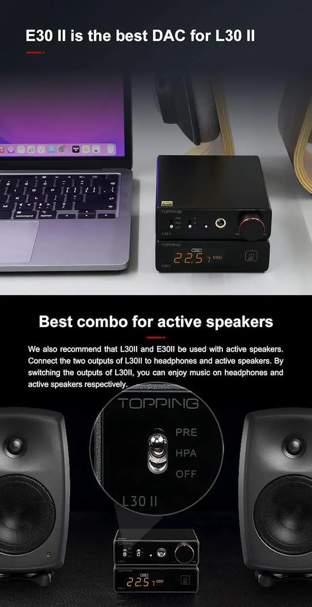 Alt view image 7 of 7 - TOPPING L30II NFCA Linear Headphone Amp - 6.35mm Jack 3.5mm Adaptor RCA Input and Output 37Vpp high Output Voltage Mini HiFi Amp Audio Hi-Res Preamplifier (Silver)