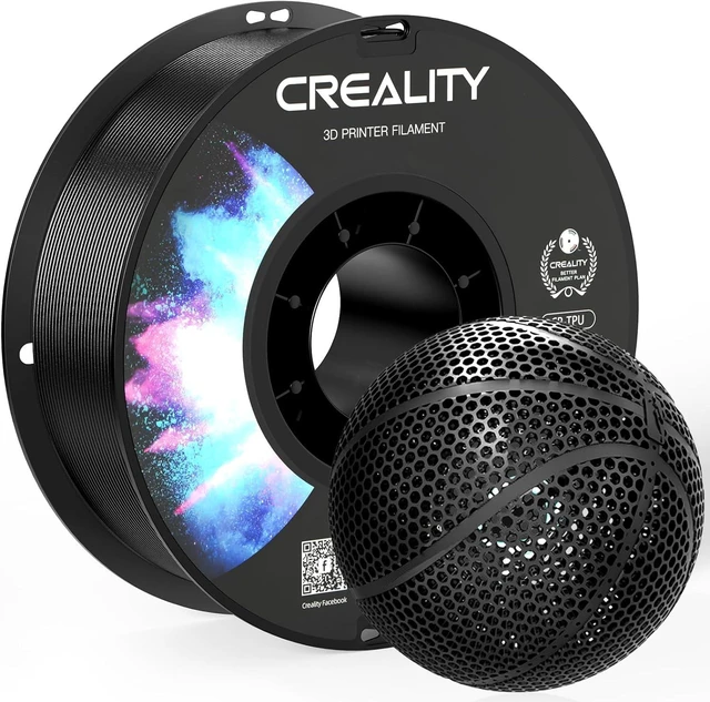 Main image of Creality 3D Printer Filament Black TPU Filament 1.75mm 1KG, 95A Shore, Flexible 3D Printer Filament, High Hardness & Resilience, Dimensional Accuracy +/- 0.03 mm for Most FDM 3D Printers
