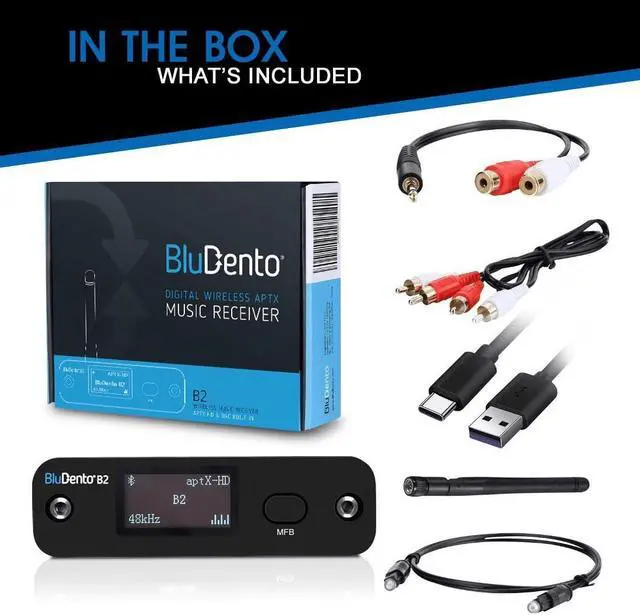 Alt view image 7 of 7 - B2 LDAC/aptX HD Bluetooth 5.1 Hi-Fi Audio Receiver with ESS DAC, OLED Display, Analog RCA, Digital Optical & Coaxial Outputs, Extended Range for Home Stereo