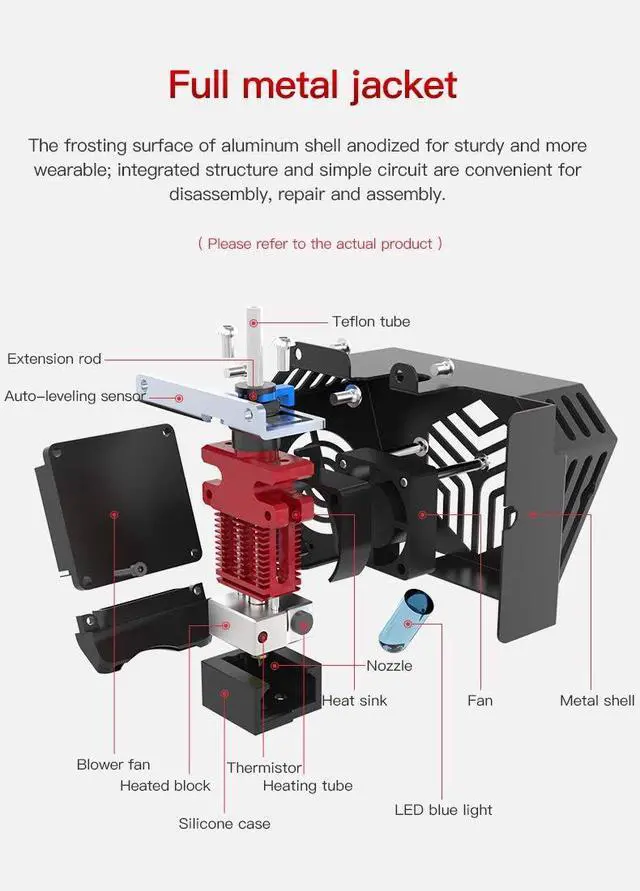 Alt view image 2 of 6 - Original Creality CR6 SE Hotend Extruder Full Kit Assembled for CR-6 SE CR6 MAX 3D Printer w/Auto Leveling, Back Support Bracket, Heater, Thermistor, Cooling System