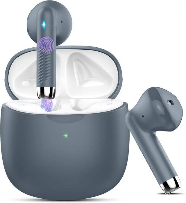 Main image of Wireless Earbuds, Bluetooth 5.4 Headphones in Ear with Noise Cancelling Mic | Bluetooth Earbuds Stereo Bass, IP7 Waterproof Sports Earphones, 32H Playtime USB C Charging Ear Buds Gray for Android iOS