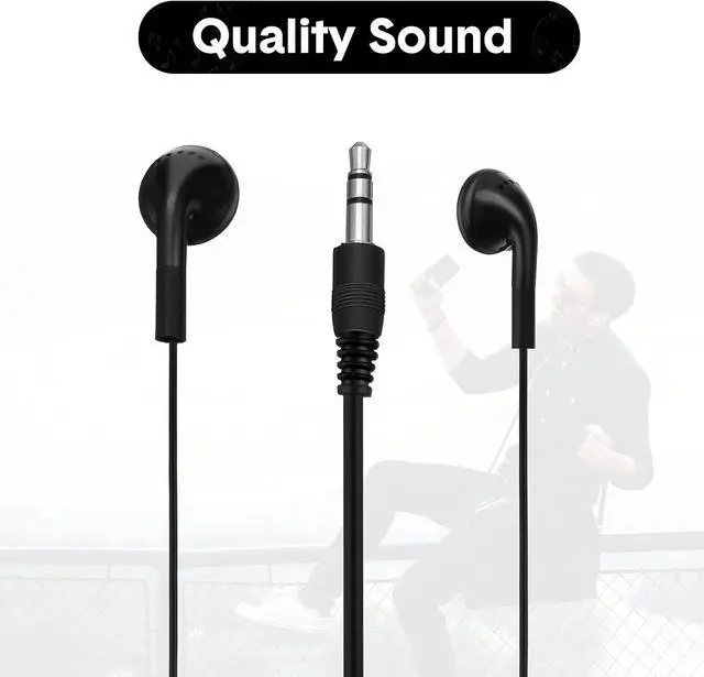 Alt view image 2 of 6 - Konohan 150 Packs Earbuds Bulk Earphones 3.5 mm Headphones Wired Ear,Black | In Ear Earphones for Office School Travel, Bulk Headphones Teacher Student Classroom, Disposable Wired Earbuds Backup