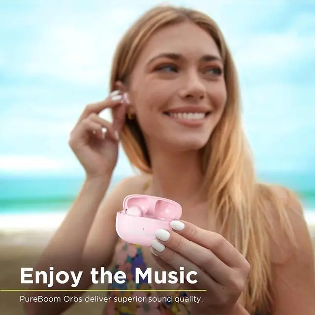 Alt view image 2 of 6 - PureGear PureBoom Wireless Earbuds for Enhanced Sound, Touch Control Stereo Headphones in Ear Built-in Mic for iPhone/Android Phones/TV/Laptops, More Devices (Pink) Lifetime Replacement Coverage