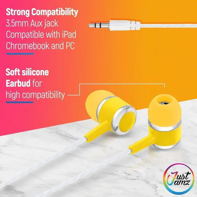 Alt view image 5 of 7 - Marbles 100 Pack Bulk Earbuds, Multicolor Chromebook Classroom Headphones