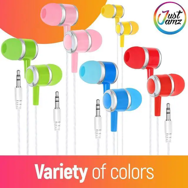 Alt view image 7 of 7 - Marbles 100 Pack Bulk Earbuds, Multicolor Chromebook Classroom Headphones