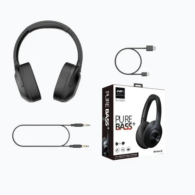 Alt view image 2 of 3 - FM Radio Over Ear Headphones, Micro SD Card 30 Hrs Playtime Wireless and Wired Headphones with Deep Bass, Foldable Lightweight Headset with Built-in Microphone for Travel, Home Office