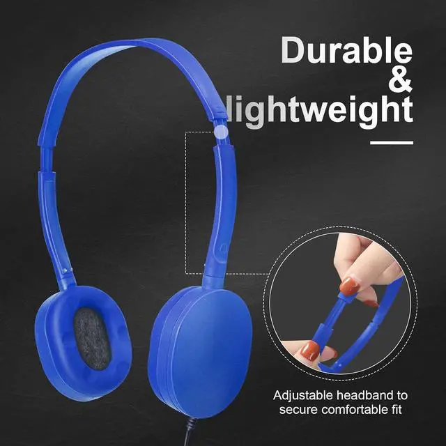 Alt view image 4 of 7 - Flutesan 30 Pack Wired Headphones, Adjustable On Ear Headphones, Blue
