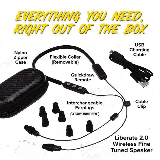 Alt view image 6 of 7 - Plugfones Liberate 2.0 Bluetooth Hearing Protection Earplug Headphones | 29dB NRR Foam Ear Plugs, OSHA Compliant Safety Work Headphones, Wireless Earbuds, Mic, Construction, Factory, Black, Gray