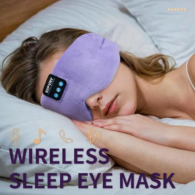 Alt view image 5 of 6 - Sleep Mask Bluetooth 5.4 Headphones Soft Wireless Headband Eye Mask Blackout with Microphone (Lilac)