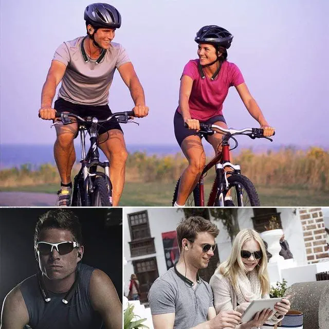 Alt view image 6 of 6 - AMORNO Foldable Bluetooth Headphones, Wireless Neckband Sports Headset with Retractable Earbuds, Sweatproof Noise Cancelling Stereo Earphones with Mic