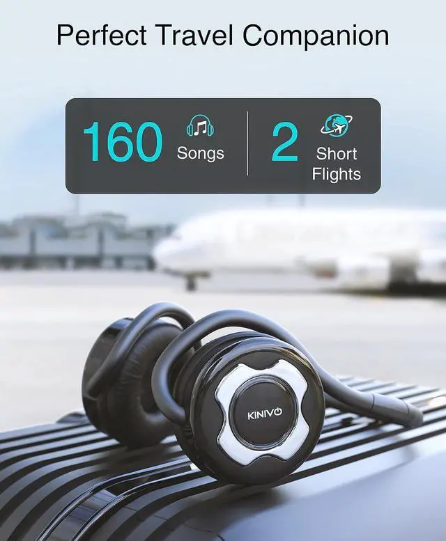 Alt view image 7 of 7 - Kinivo BTH220 Bluetooth Headphones (Black, On-Ear, Wireless Music, Hands-Free Calling, Built-in Mic, Foldable, Memory Form Earpads, Travel Bag)