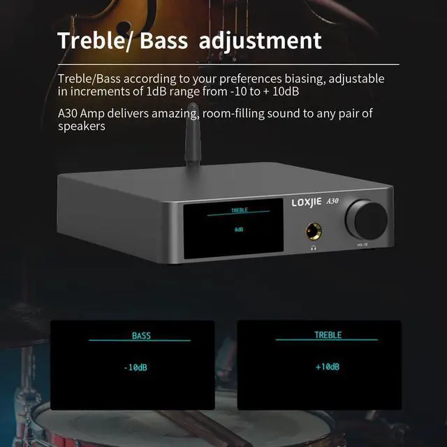 Alt view image 2 of 6 - LOXJIE A30 Desktop Stereo HiFi Audio Power Amplifier & Headphone Amplifier, Infineon's MA12070 Chip Class D Amp, ES9023 DAC Chip, USB/Optical/Coaxial/RCA/Bluetooth 5.0 Input (with Remote Control)