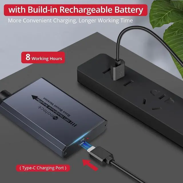 Alt view image 6 of 7 - Neoteck 3.5mm Headphone Amp with Bass Boost HiFi Headphone Amplifier | with Portable, 16-300 Ohm, Aluminum Matte Surface for Mac, Phones, iPad, MP3, MP4 Computers PS4 PS5 Controller-Dark Grey