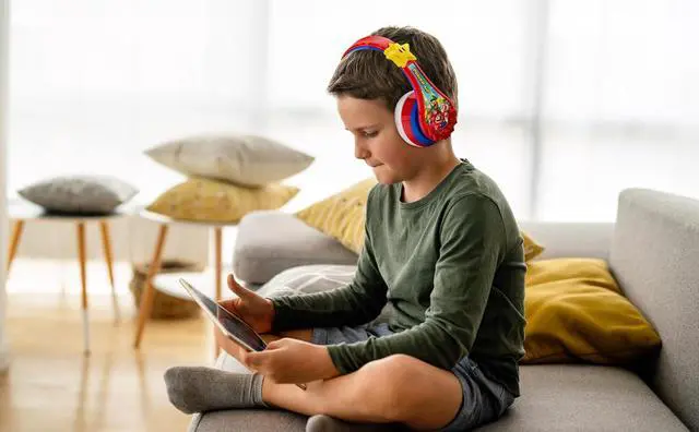 Alt view image 3 of 7 - Super Mario Wireless Bluetooth Portable Kids Headphones with Microphone, Volume Reduced to Protect Hearing Rechargeable Battery, Adjustable Kids Headband for School Home or Travel