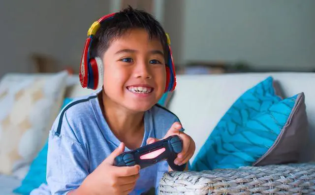 Alt view image 4 of 7 - Super Mario Wireless Bluetooth Portable Kids Headphones with Microphone, Volume Reduced to Protect Hearing Rechargeable Battery, Adjustable Kids Headband for School Home or Travel