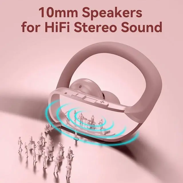 Alt view image 5 of 6 - bmani Ear Buds Wireless Earbuds Bluetooth Headphones with 80H Playtime LED Display Case, Over-Ear Hook with Mic, Stereo Sound, Easy Button Controls, Sports Earphones for Running Workout Gym Pink