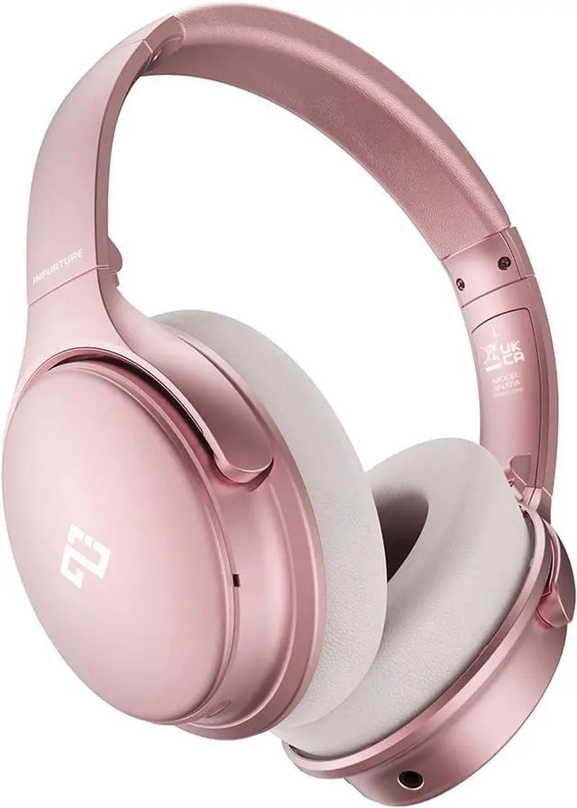 Main image of INFURTURE H1 Active Noise Cancelling Bluetooth Headphone Over Ear Deep Bass | Comfortable, Hi-Fi Stereo, 90H Playtime, Low Latency, Foldable Lightweight for Travel, Office, Sport Running - Pink