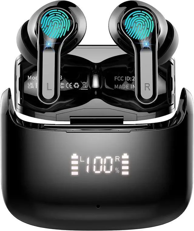 Main image of Ordtop Wireless Earbuds, 2026 Bluetooth 5.4 Headphones NEW Ear Buds Black | 40H Bass Stereo in-Ear Earphones ENC Noise Cancelling Earbuds with 4 ENC Mic, IP7 Waterproof Sport Headset for Android iOS