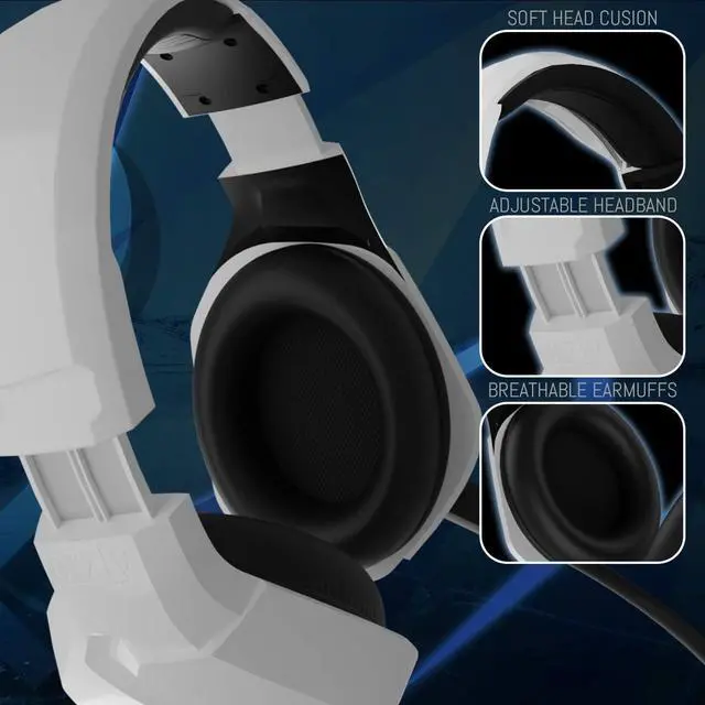 Alt view image 3 of 7 - Orzly Gaming Headset (White) for PC and Gaming Consoles PS5, PS4, Xbox Series X | S, Xbox ONE, Nintendo Switch & Google Stadia Stereo Sound with Noise Cancelling mic - Hornet RXH-20 Siberia Edition