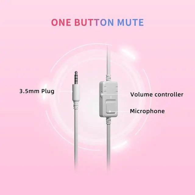 Alt view image 6 of 7 - SOMIC G951s Pink Stereo Gaming Headset with Mic for PS4,Xbox,PC,Mobile Phone,3.5mm Noise Reduction Cat Ear Headphones Lightweight Over Ear Headphones for Woman