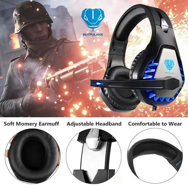 Alt view image 5 of 6 - Gaming Headset for PS4, Xbox One, PC, PS5, Laptop, Mac, Nintendo Switch, 3.5MM Noise Cancelling Over Ear Headphones with Mic, Bass Surround, Soft Memory Earmuffs (Black)