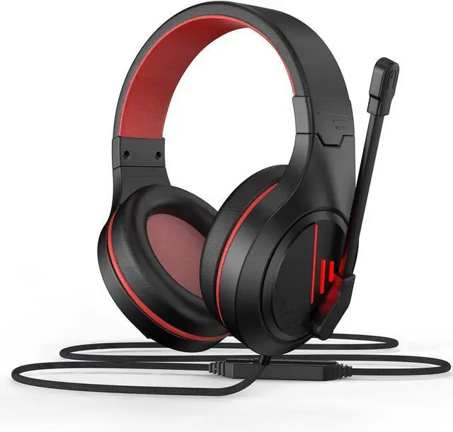 Main image of Anivia MH601 Headphones with Microphone Wired Headset with Active Noise Canceling Microphone, 3.5mm Audio Jack Stereo Headphone - Red (Game/Work/School)