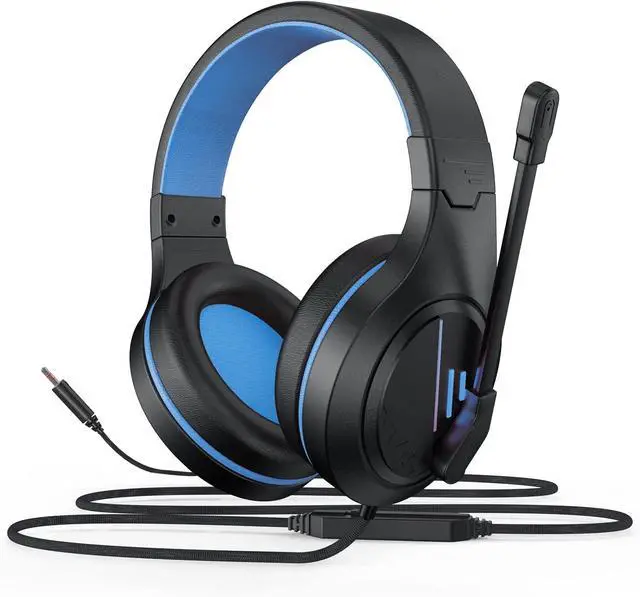 Main image of Anivia MH601 Blue Headphones with Microphone Wired Headset with Active Noise Canceling Microphone, 3.5mm Audio Jack Stereo Headphone (Game/Work/School)
