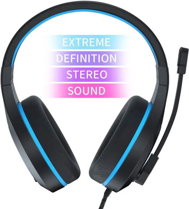 Alt view image 2 of 7 - Anivia MH601 Blue Headphones with Microphone Wired Headset with Active Noise Canceling Microphone, 3.5mm Audio Jack Stereo Headphone (Game/Work/School)