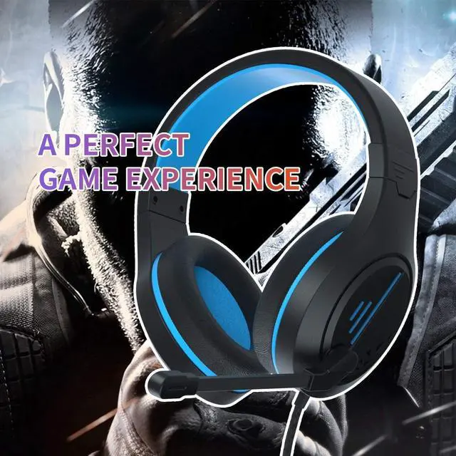 Alt view image 7 of 7 - Anivia MH601 Blue Headphones with Microphone Wired Headset with Active Noise Canceling Microphone, 3.5mm Audio Jack Stereo Headphone (Game/Work/School)