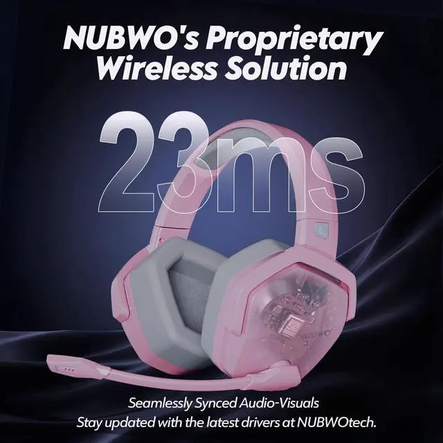 Alt view image 3 of 7 - NUBWO G06 Dual Wireless Gaming Headset with Mic for PS5, PS4, PC, Mobile, Switch: 2.4GHz Wireless + Bluetooth - 100 Hr Battery - 50mm Drivers - Pink