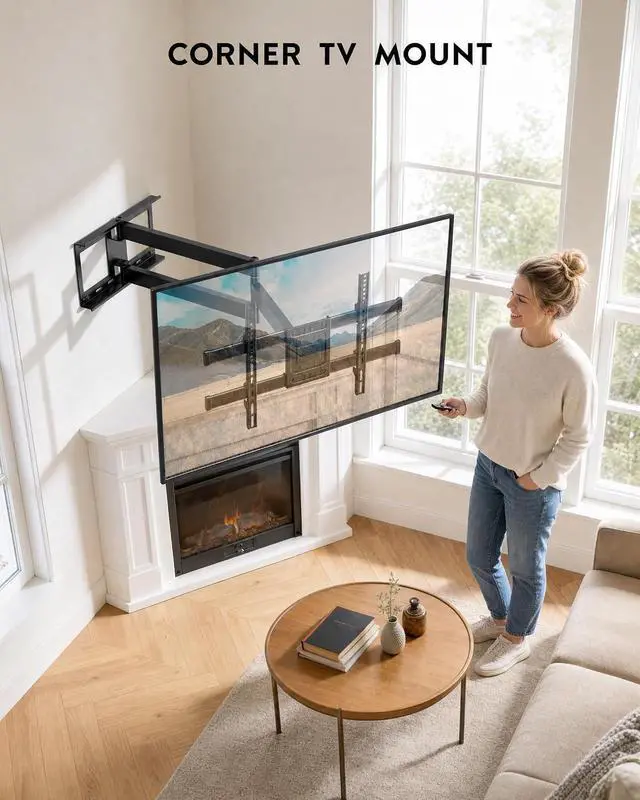 Alt view image 3 of 7 - BONTEC Corner TV Wall Mount with Extra Long 40.9 Extension Arm,Tilt Swivel