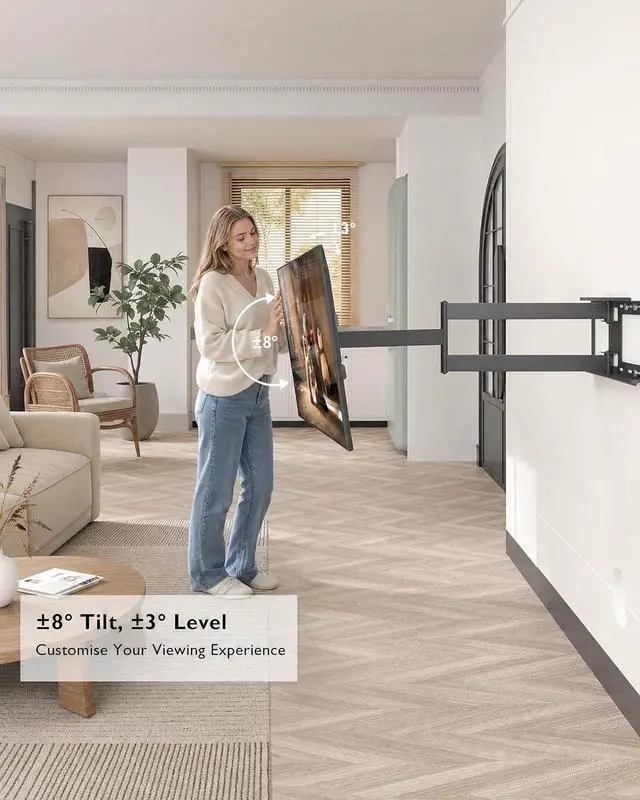 Alt view image 4 of 7 - BONTEC Corner TV Wall Mount with Extra Long 40.9 Extension Arm,Tilt Swivel
