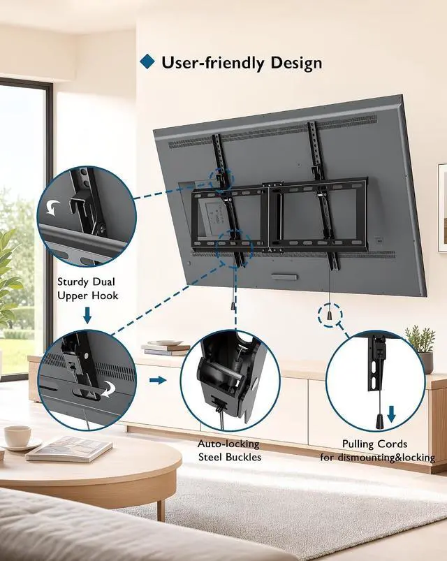 Alt view image 6 of 7 - BONTEC TV Wall Mount, 37-85 Inch, Supports up to 132lbs, Max VESA 600x400mm
