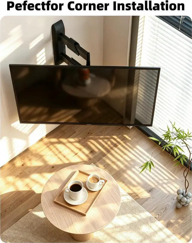 Alt view image 7 of 7 - Vertical Swivel TV Wall Mount for Most 32-50 inch, Long Arm Rotate to Portrait TV Corner Bracket, Support Full Motion 360 Degree, Max VESA 400x400mm Up to 57lbs DY3255