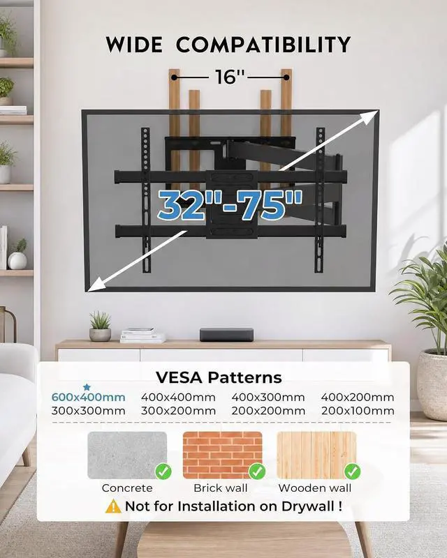 Alt view image 7 of 7 - BONTEC Corner TV Wall Mount with Extra Long 40.9 Extension Arm,Tilt Swivel