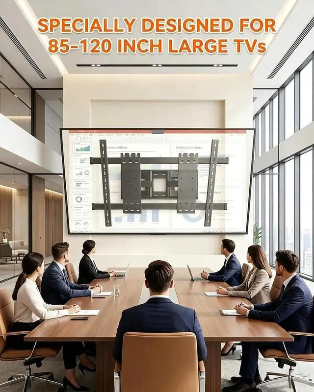 Alt view image 5 of 7 - Heavy Duty TV Wall Mount Bracket for 85-120 Inch TVs - Full Motion Mount, Max VESA 1000x600mm, Holds up to 287 lbs, 26" Extension, Enhanced Stability with One-Piece Panel DY1000