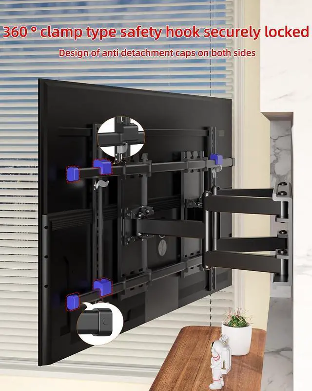 Alt view image 7 of 7 - Heavy Duty TV Wall Mount Bracket for 85-120 Inch TVs - Full Motion Mount, Max VESA 1000x600mm, Holds up to 287 lbs, 26" Extension, Enhanced Stability with One-Piece Panel DY1000