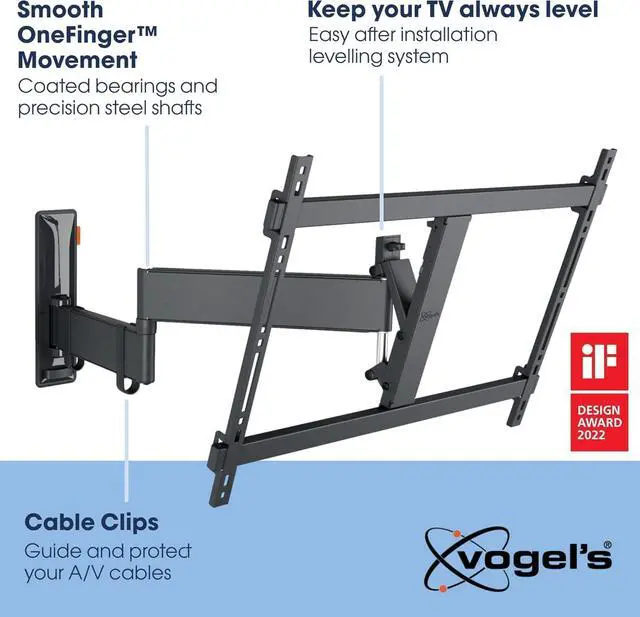 Alt view image 3 of 7 - Vogel's Comfort TVM 3645 Full-Motion TV wall Bracket for 40-77 inch TVs, Max. 77 lbs (35 kg), Swivels up to 180º, Full-Motion TV wall Mount, Max. VESA 600x400, Universal Compatibility