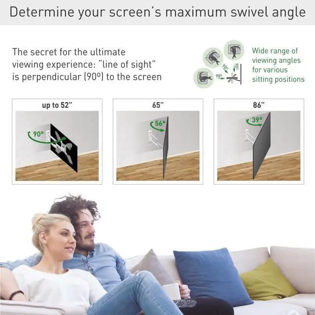 Alt view image 5 of 7 - Barkan Long White TV Wall Mount, 13-80 inch Full Motion Articulating - 4 Movement Flat/Curved Screen Bracket, Holds up to 110lbs
