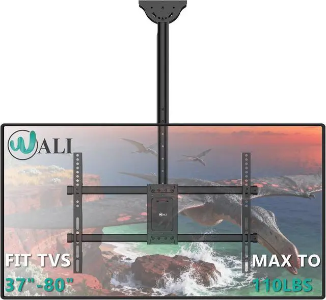 Main image of WALI Ceiling TV Mount for Most 37-80 inch LCD LED OLED 4K TVs, up to 110lbs