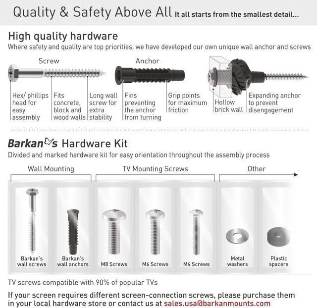 Alt view image 7 of 7 - Barkan Long White TV Wall Mount, 13-80 inch Full Motion Articulating - 4 Movement Flat/Curved Screen Bracket, Holds up to 110lbs