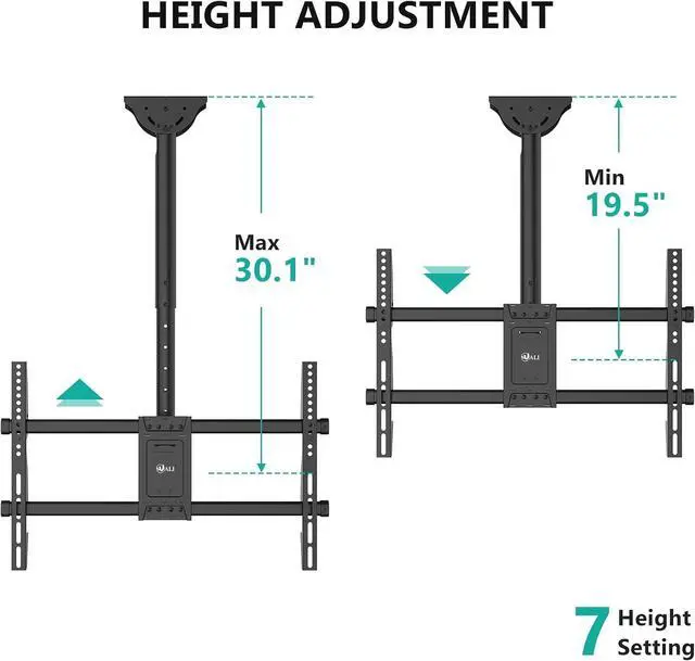 Alt view image 3 of 7 - WALI Ceiling TV Mount for Most 37-80 inch LCD LED OLED 4K TVs, up to 110lbs