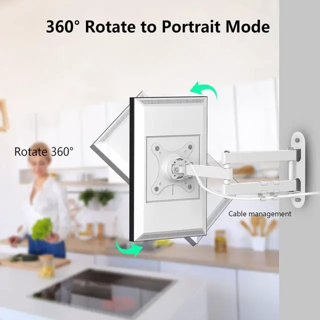 Alt view image 3 of 7 - Wall Mount for Echo Show 15, Full Motion Monitor Mounting Bracket