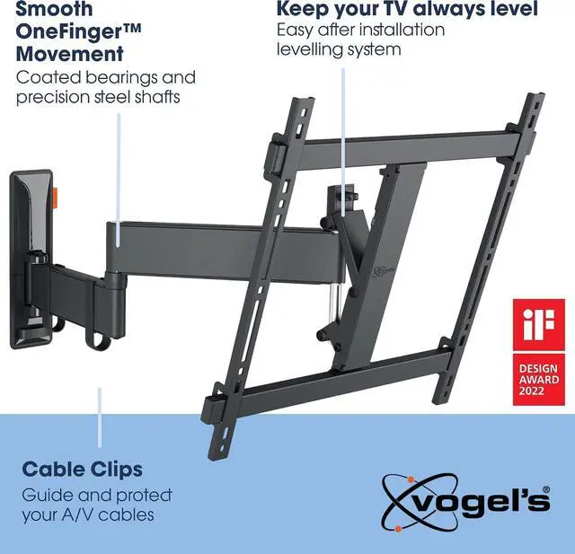 Alt view image 4 of 7 - Vogel's TVM 3445 Full-Motion TV wall Bracket for 32-65 inch TVs, Max. 55 lbs, Swivels up to 180º, Full-Motion TV wall Mount, Max. VESA 400x400, Universal Compatibility