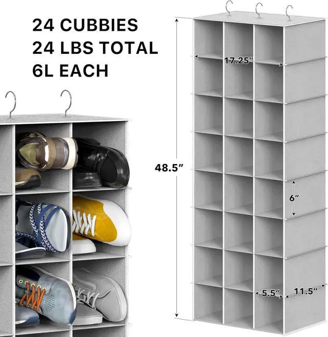 Alt view image 3 of 7 - Simple Houseware 24 Section Shelves Hanging Shoes Organizer, Gray